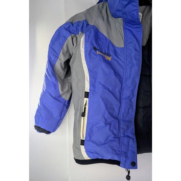 Columbia • Challenge Series Blue Hooded Zip Snap Parka Jacket Large 250989 - Picture 3 of 6